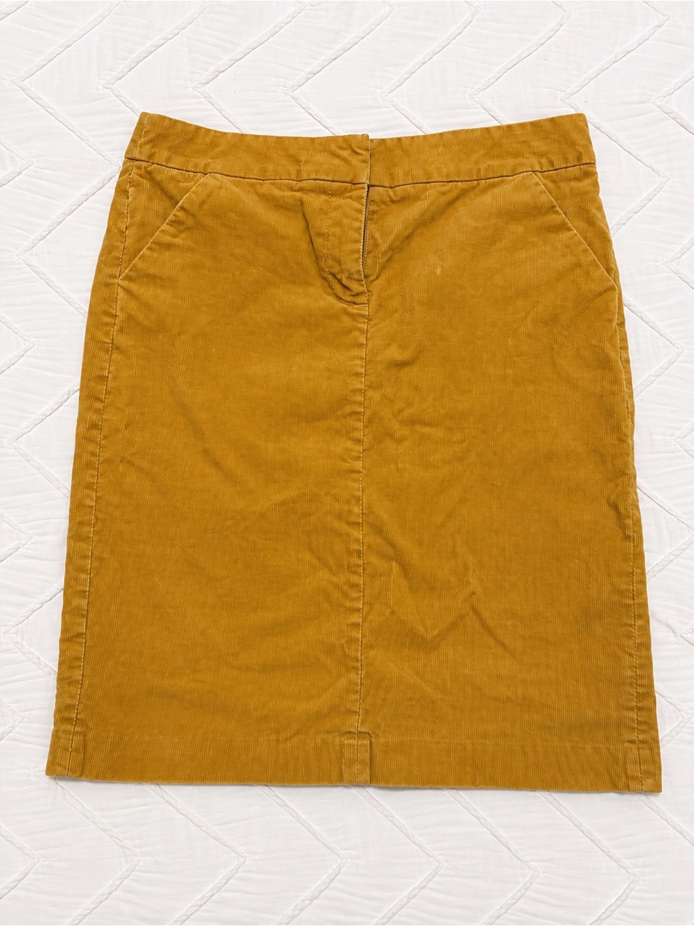 J.Crew Mustard Yellow Corduroy Pencil Skirt Size 4 Stretch Cotton